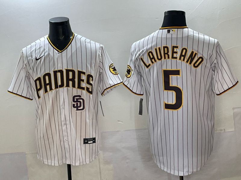Men San Diego Padres #5 Laureano White Stripe Nike 2025 MLB Jersey 08->san diego padres->MLB Jersey
